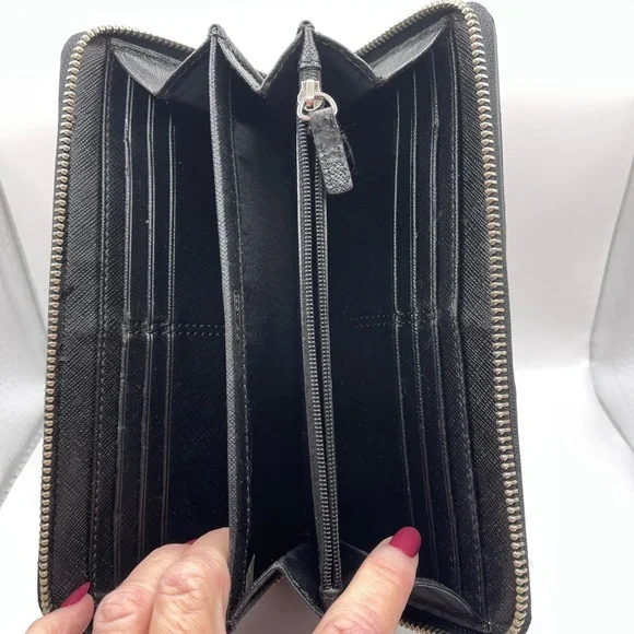 Coach Zebra-Stripe Zip Wallet — Black & Tan - Picture 9 of 12